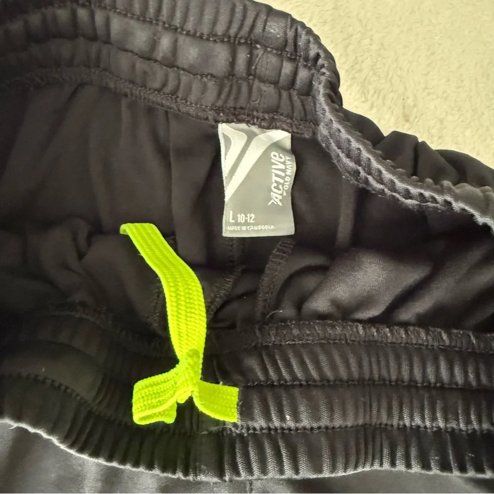 Old Navy Kids Black Shorts with Neon Green Trim